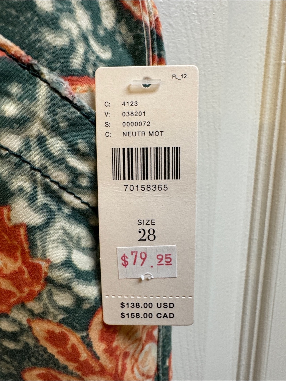 Anthropologie Pilcro Floral Boot Cut Pants in Green and Coral - Picture 4 of 6